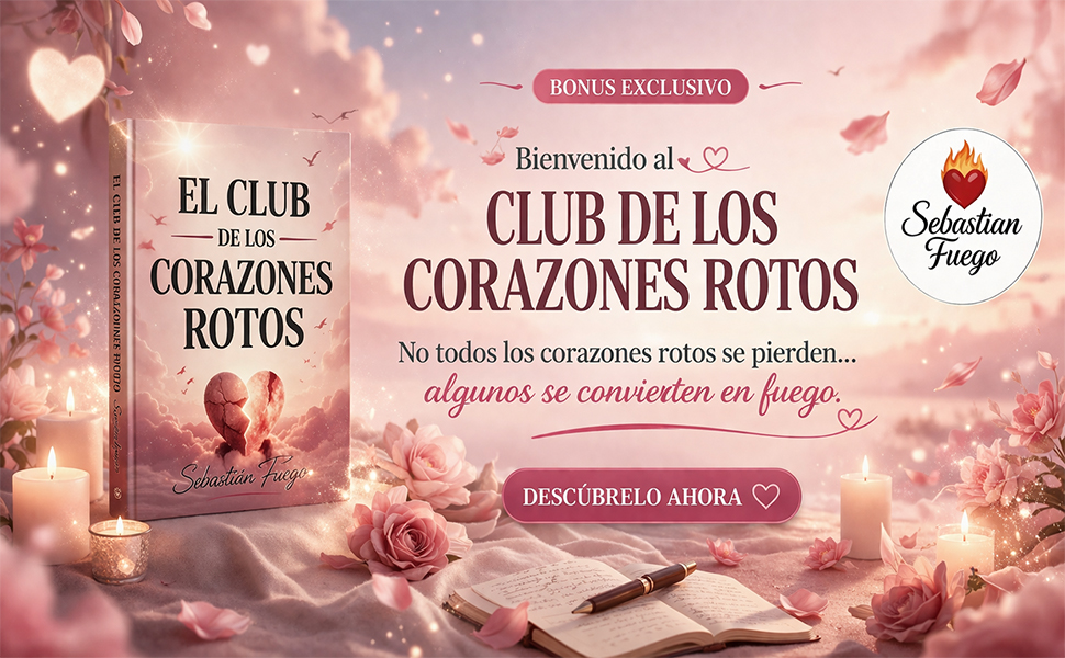 Panel visual de El Club de los Corazones Rotos con tono romantico y emocional